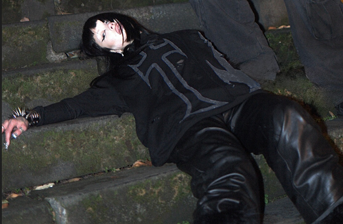 Grey Print Crosses Inside out distressed tee 2.0